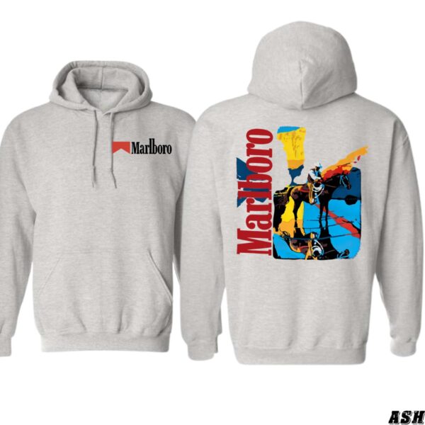 Marlboro Hoodie, Vibrant Cowboy Graphic with Classic Branding, Ideal for Western Enthusiasts, Durable and Comfortable Fabric, Perfect for Unisex Casual Wear, Elevate Your Style with This Bold Statement Piece , Winter Fashion - Image 3