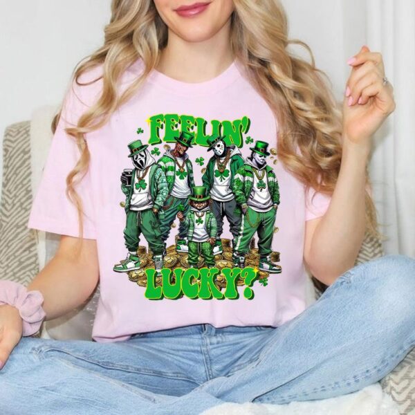 St. Patrick Day Horror Crew Shirt, Feelin Lucky Horror Shirt, Trending Graphic Tee - Image 5