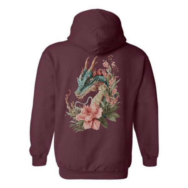 Dragon and Floral Hoodie, Intricate Dragon with Floral Design, Perfect for Fantasy Lovers, Ideal for Casual Wear, Comfortable and Stylish, Hoodie For Men, Hoodie For Women , Hoodie Design - Image 7