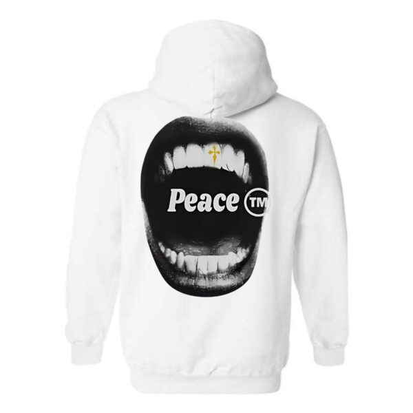 Peace Hoodie, Bold Mouth Design with Peace TM Symbol, Perfect for Making a Statement, Ideal for Casual Wear, Comfortable and Stylish, Hoodie For Men, Hoodie For Women , Hoodie Design - Image 5