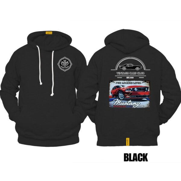 Ligosta Vintage, Cars Club Collection Hoodie, Unisex Hoodie Featuring Mustang American Bred Graphic, Perfect For Muscle Car Enthusiasts 12