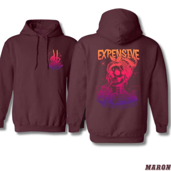 Expensive and Talks Back Skull Design, Casual Wear Hoodie, Bold and Playful Style , Hoodie Style, Street Life Style - Image 3