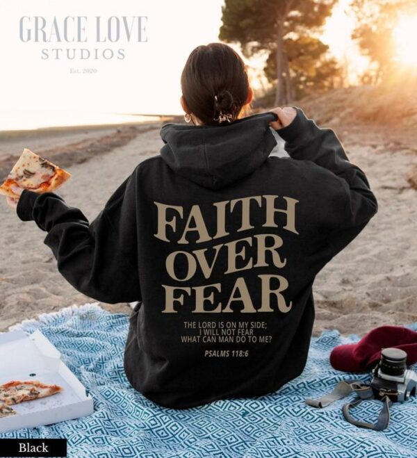 Faith Over Fear Christian Hoodie, Christian Hoodie, Jesus Hoodie, Bible Verse Shirt, Street Life Style - Image 5