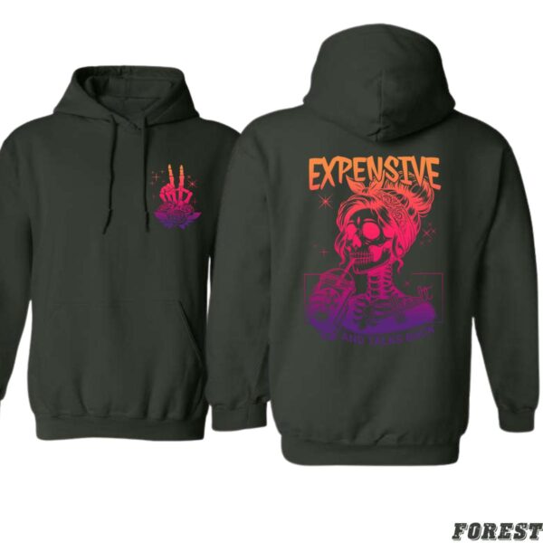 Expensive and Talks Back Skull Design, Casual Wear Hoodie, Bold and Playful Style , Hoodie Style, Street Life Style - Image 4
