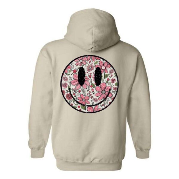 Floral Smiley Face Hoodie, Cheerful and Whimsical Design, Perfect for a Fun and Casual Look, Comfortable and Stylish, Hoodie For Men, Hoodie For Women , Hoodie Design - Image 2