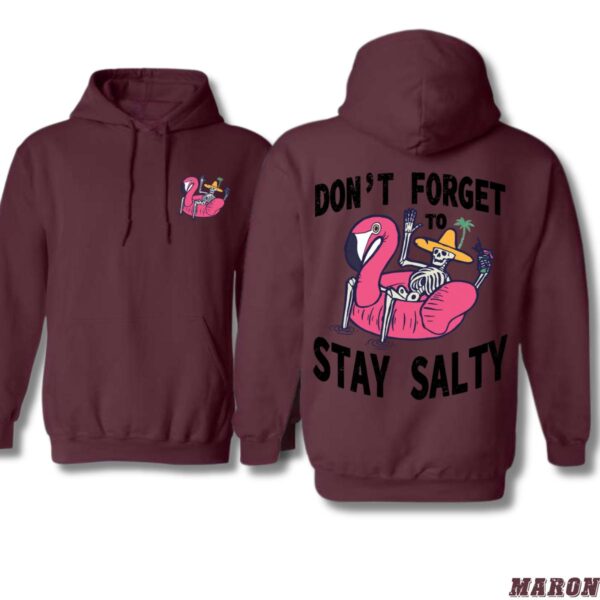 Stay Salty Flamingo Skeleton Design, Casual Wear Hoodie, Fun and Beachy Style , Hoodie Design - Image 4