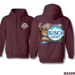 Busch Light Hoodie – Classic Outdoor Sports Design Featuring Deer and Fish Graphics, Unisex Hoodie for Everyday Comfort Menswear
