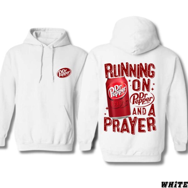 Dr Pepper Hoodie Sport Grey Graphic Hoodie Running on Dr Pepper and a Prayer Perfect for Soda Fans Cozy and Trendy Ideal for Everyday Wear Unique Gift for Beverage Enthusiasts , Winter Fashion - Image 2