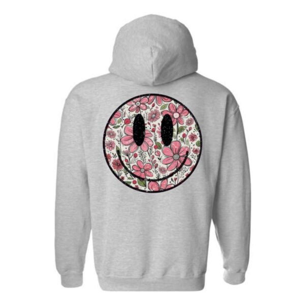 Floral Smiley Face Hoodie, Cheerful and Whimsical Design, Perfect for a Fun and Casual Look, Comfortable and Stylish, Hoodie For Men, Hoodie For Women , Hoodie Design - Image 5