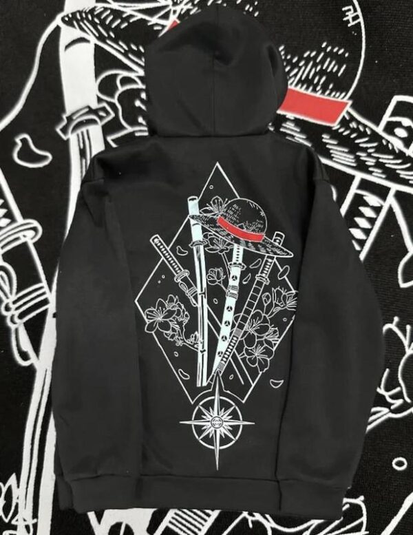 1Pie.ce Sword Hoodie, Minimalist Manga-Inspired Sweatshirt, Iconic Straw Hat Design, Perfect for Anime Enthusiasts, Unisex hoodie Menswear Tops - Image 5