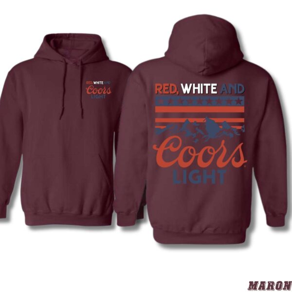 Coors Light Red, White, and Blue Design, Casual Wear Hoodie, Patriotic and Bold Style, Hoodie Design - Image 4