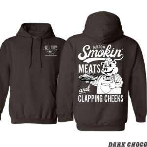 Old Row BBQ Smokin’ Meats and Clapping Cheeks Black Unisex Hoodie, Ideal for BBQ Enthusiasts and Humor Lovers , Hoodie Design