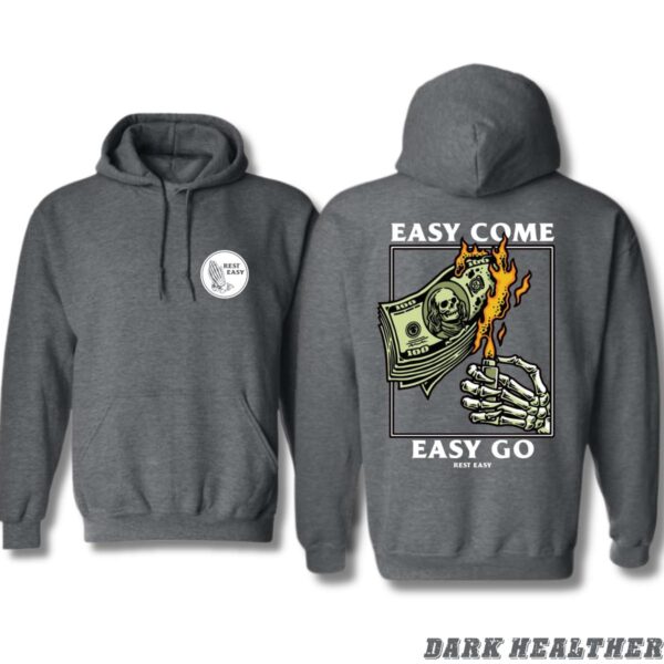 Rest Easy Hoodie, Easy Come Easy Go Skeleton Design, Ideal for Casual Wear, Comfortable and Stylish, Gift for Men, Gift for Women, Gift for You , Hoodie Design - Image 2