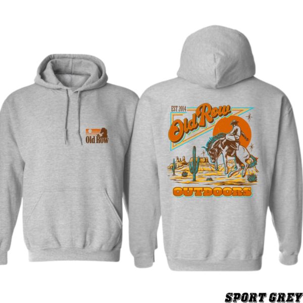 Old Row Outdoors Hoodie, Retro Western Cowboy Design, Cactus Desert Scene, Adventure Enthusiasts and Western Style Lovers - Image 4