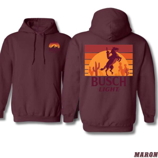Busch iLight Hoodie, Western Sunset Horse Design Shirt, Trendy Hoodie for Men and Women , Hoodie Design - Image 4
