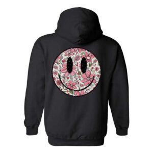 Floral Smiley Face Hoodie, Cheerful and Whimsical Design, Perfect for a Fun and Casual Look, Comfortable and Stylish, Hoodie For Men, Hoodie For Women , Hoodie Design