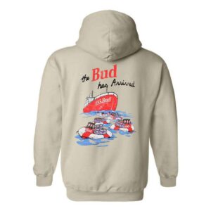 Budweiser Hoodie, USS Bud Ship and Life Raft Design, Perfect for Beer Lovers, Ideal for Casual Wear, Comfortable and Stylish , Hoodie Design