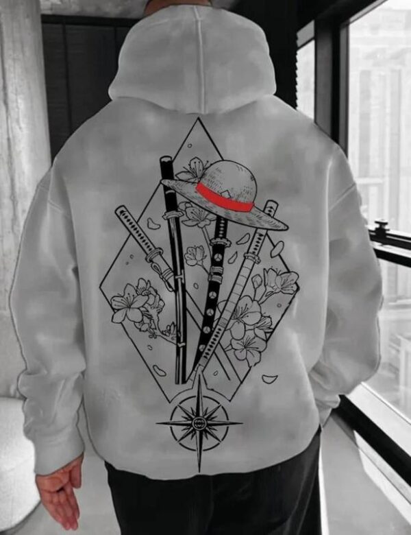 1Pie.ce Sword Hoodie, Minimalist Manga-Inspired Sweatshirt, Iconic Straw Hat Design, Perfect for Anime Enthusiasts, Unisex hoodie Menswear Tops - Image 4