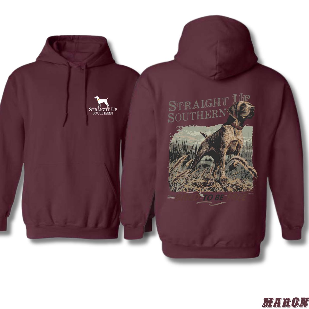 Straight Up Southern Hoodie, Camo Country Hoodies, Bred to be Free Hunting Dog Design, Country boy clothing, Ideal for Outdoor Enthusiasts, Comfortable and Durable, Hoodie For Men, Hoodie For Women . Tops Underwear, Street Life Style