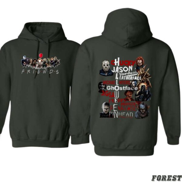 Horror Friends Hoodie, Iconic Horror Movie Characters Collage Featuring Chucky, Jason, Michael Myers, and More, Perfect for Halloween and Horror Fans, Cozy Hoodie for Movie Nights , Winter Fashion - Image 4