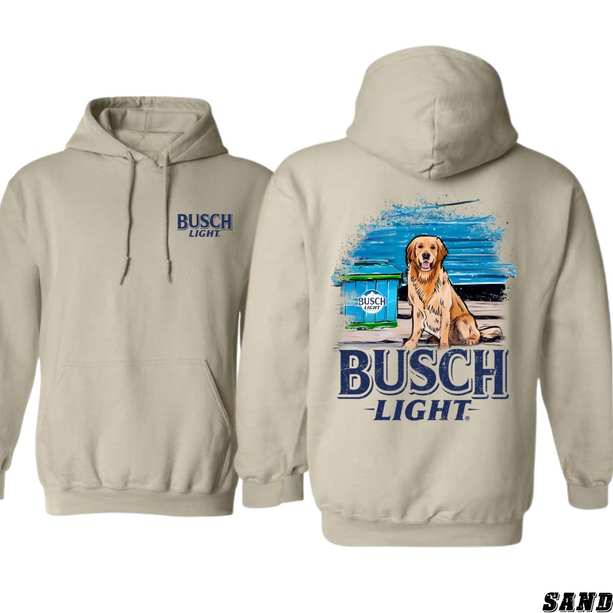 Busch Light Dog and Beach Design, Outdoor Casual Hoodie, Relaxed and Fun Style, Hoodie Style, Menswear Sweaters, Street Life Style