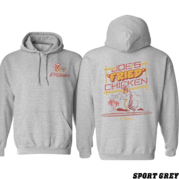 Joe's Fried Chicken Hoodie, Retro Surfing Chicken Design, Food Lovers and Beach Vibes, Ideal for Casual Comfort, Street Life Style - Image 4