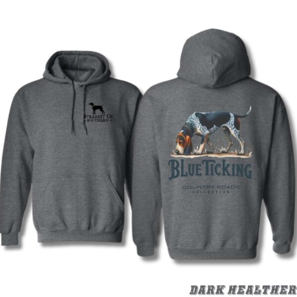 Blue Ticking Hoodie, Country Roads Collection Hunting Dog Design, country boy clothing, Perfect for Outdoor Enthusiasts, Ideal for Casual Wear, Comfortable and Stylish, Hoodie For Men, Hoodie For Women Casual Sweater, Street Life Style - Image 5