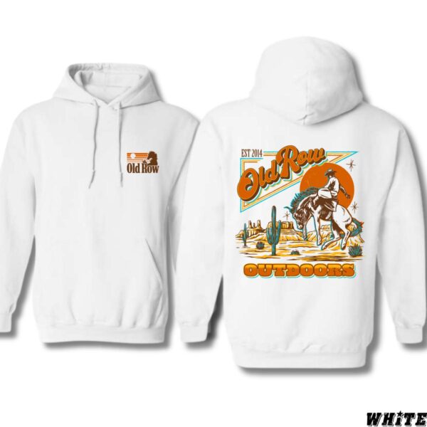 Old Row Outdoors Hoodie, Retro Western Cowboy Design, Cactus Desert Scene, Adventure Enthusiasts and Western Style Lovers - Image 2
