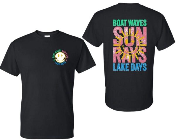 Boat Waves, Sun Rays, Retro Summer Sublimation Designs, Lake Days, Lake Hair Design, Comfort Colors Tee Cotton Top - Image 2
