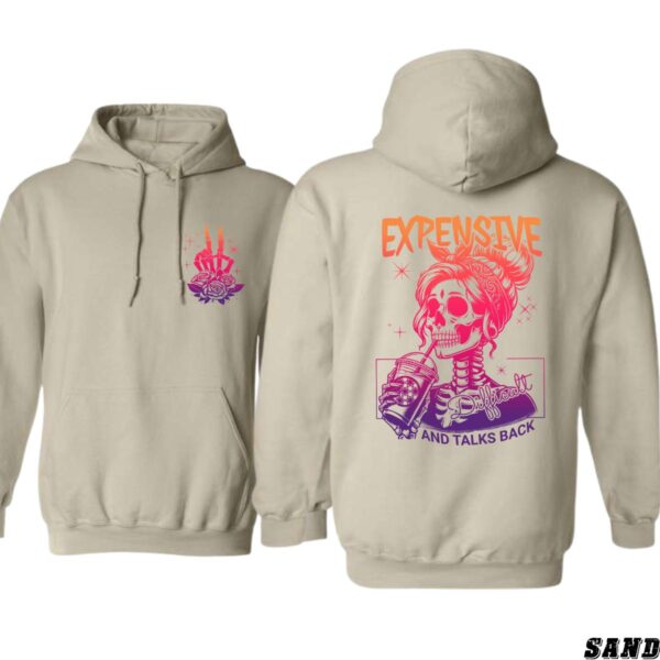 Expensive and Talks Back Skull Design, Casual Wear Hoodie, Bold and Playful Style , Hoodie Style, Street Life Style - Image 7