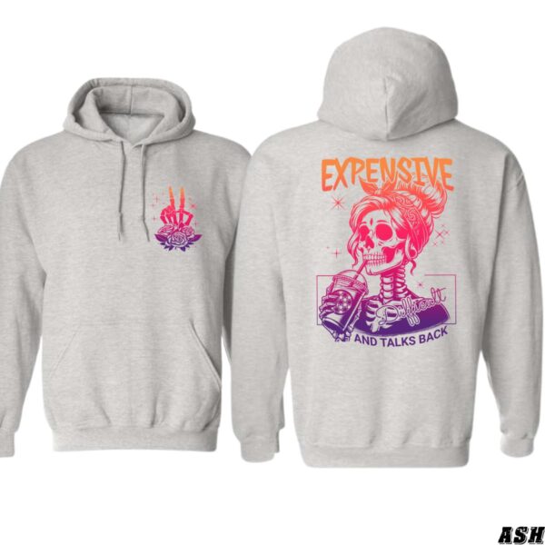 Expensive and Talks Back Skull Design, Casual Wear Hoodie, Bold and Playful Style , Hoodie Style, Street Life Style - Image 9