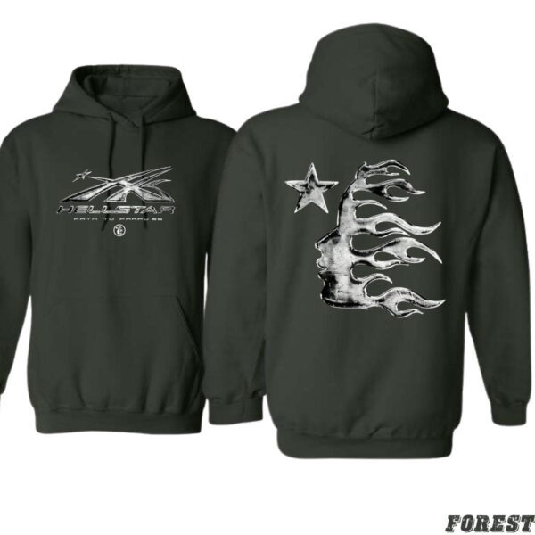 Hellstar Path to Paradise Hoodie, Bold Graphic Design Featuring Star and Flame Elements,  Menswear Sweaters Sweatshirt Tops, Street Life Style - Image 5