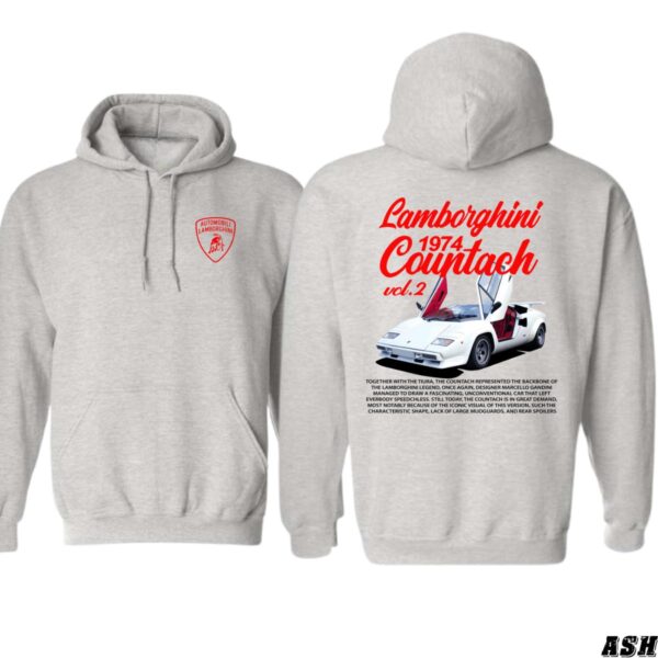 Lamborghini Countach 1974 Hoodie, Classic Car Enthusiast's Dream Apparel, Featuring Iconic Supercar Design, Perfect for Fans of Vintage Automobiles, High-Quality Unisex Hoodie for Style and Comfort , Winter Fashion - Image 2