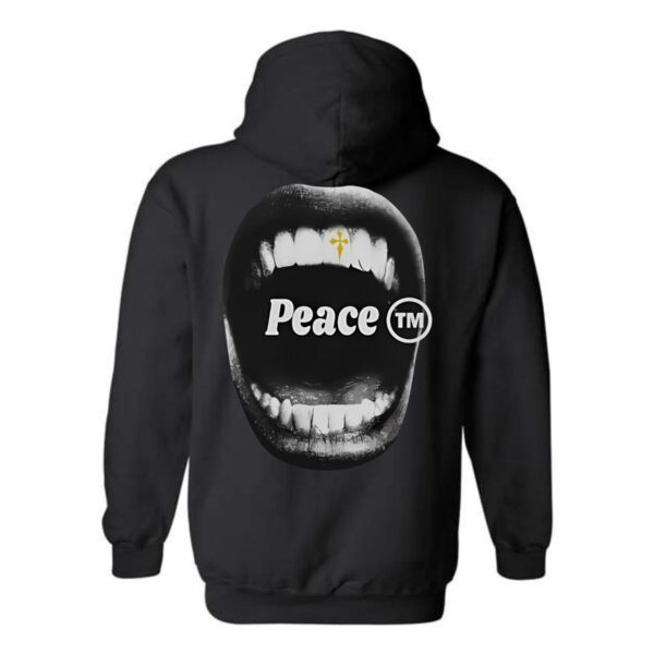Peace Hoodie, Bold Mouth Design, Peace TM Symbol, Making a Statement, Ideal for Casual Wear, Menswear Unisex, Street Life Style - Image 3