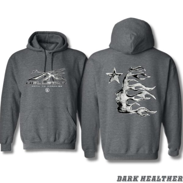 Hellstar Path to Paradise Hoodie, Bold Graphic Design Featuring Star and Flame Elements,  Menswear Sweaters Sweatshirt Tops, Street Life Style - Image 3