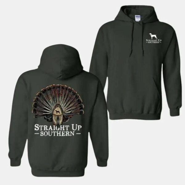 Straight Up Southern Hoodie, Turkey Fan Design, Comfortable and Durable Camo Country Hoodies, Perfect for Outdoor Enthusiasts, Ideal for Men and Women. , Winter Fashion - Image 5