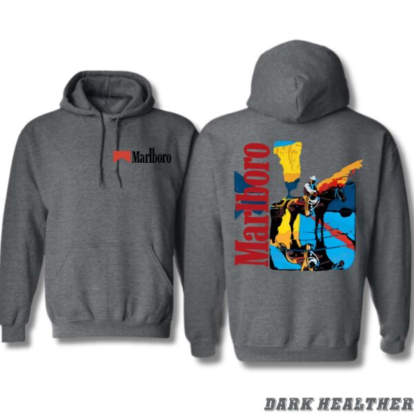 Marlboro Hoodie, Vibrant Cowboy Graphic with Classic Branding, Ideal for Western Enthusiasts, Durable and Comfortable Fabric, Perfect for Unisex Casual Wear, Elevate Your Style with This Bold Statement Piece , Winter Fashion - Image 2
