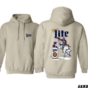 Miller Lite Hoodie Dark Heather Graphic Hoodie Perfect for Beer Enthusiasts Cozy and Stylish Ideal for Casual Wear Makes a Great Gift for Beer Lovers , Winter Fashion