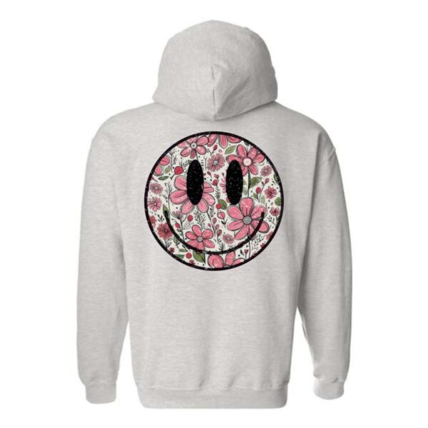 Floral Smiley Face Hoodie, Cheerful and Whimsical Design, Perfect for a Fun and Casual Look, Comfortable and Stylish, Hoodie For Men, Hoodie For Women , Hoodie Design - Image 4