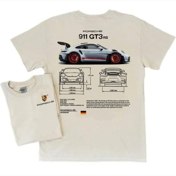 Porsche 911 GT3 RS Aesthetic T-shirt - Trending Unisex Shirt for Fans Cotton Menswear Top, Street LifeStyle, Trending T-Shirts, Comfortable T-Shirts - Image 2