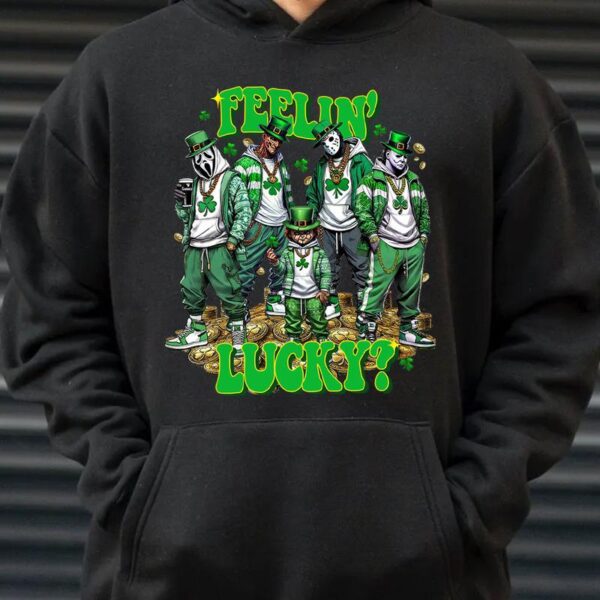 St. Patrick Day Horror Crew Shirt, Feelin Lucky Horror Shirt, Trending Graphic Tee - Image 4