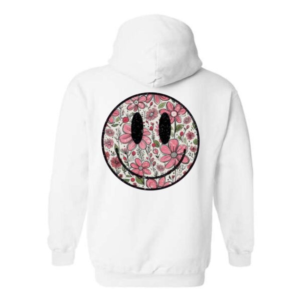 Floral Smiley Face Hoodie, Cheerful and Whimsical Design, Perfect for a Fun and Casual Look, Comfortable and Stylish, Hoodie For Men, Hoodie For Women , Hoodie Design - Image 6