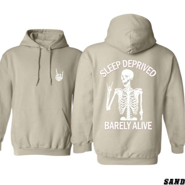 Sleep Deprived Barely Alive Skeleton Design, Casual Wear Hoodie, Humorous and Edgy Style , Street Life Style, Street Life Style - Image 6