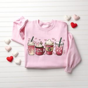 Valentines Day Sweatshirt for Women, Coffee Sweater, Loose Fit – Fabric