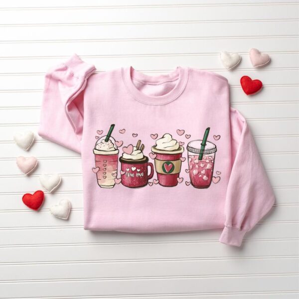 Valentines Day Sweatshirt for Women, Coffee Sweater, Loose Fit - Fabric