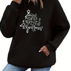 Christmas Tree Print Drawstring Hoodie, Casual Long Sleeve Kangaroo Pocket Sweatshirt, Women’s Clothing queqweqweqweqweqweqwequeqweqweqweqweqweqweqwewqeqweqweqweqweqweqw