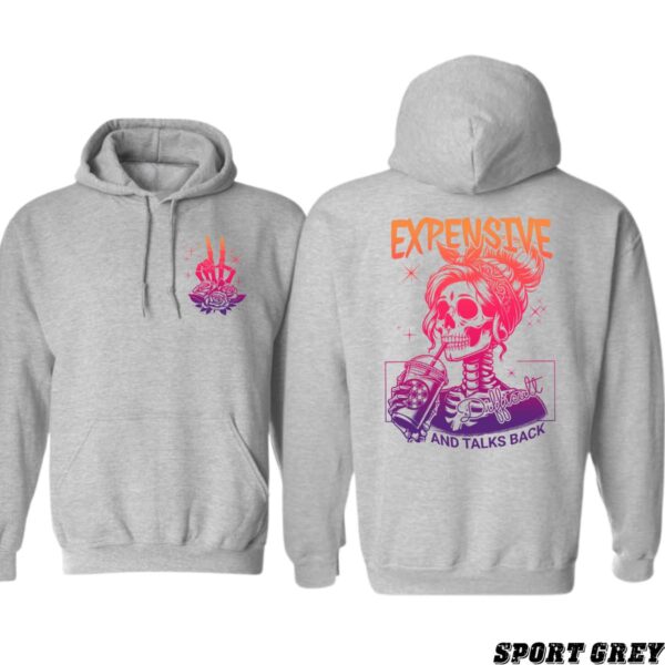 Expensive and Talks Back Skull Design, Casual Wear Hoodie, Bold and Playful Style , Hoodie Style, Street Life Style - Image 6