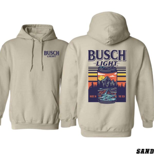 Busch iLight "Mountain Sunset Can" Unisex Hoodie, Ideal for Outdoor Adventures and Casual Outings , Hoodie Design