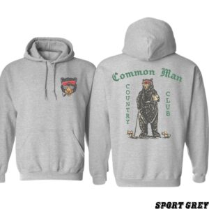 Common Man Country Club Hoodie, Fun Bear Design, Outdoor Enthusiasts, Ideal for Casual Comfort, Street Life Style