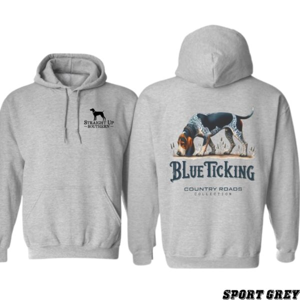 Blue Ticking Hoodie, Country Roads Collection Hunting Dog Design, country boy clothing, Perfect for Outdoor Enthusiasts, Ideal for Casual Wear, Comfortable and Stylish, Hoodie For Men, Hoodie For Women Casual Sweater, Street Life Style - Image 4